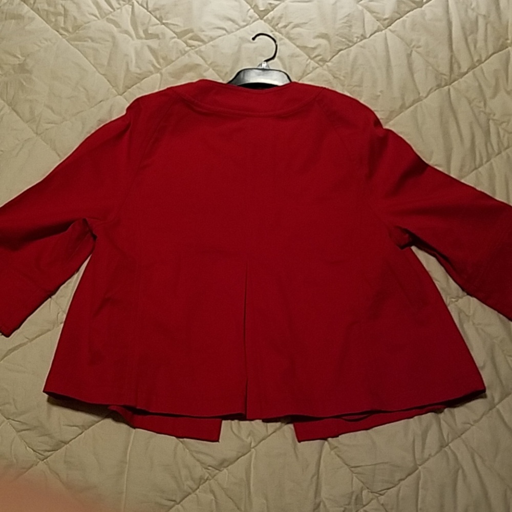 Chico's Red Jacket 3 Buttons Lightweight Cotton Chicos size 1 Medium - Picture 2 of 4